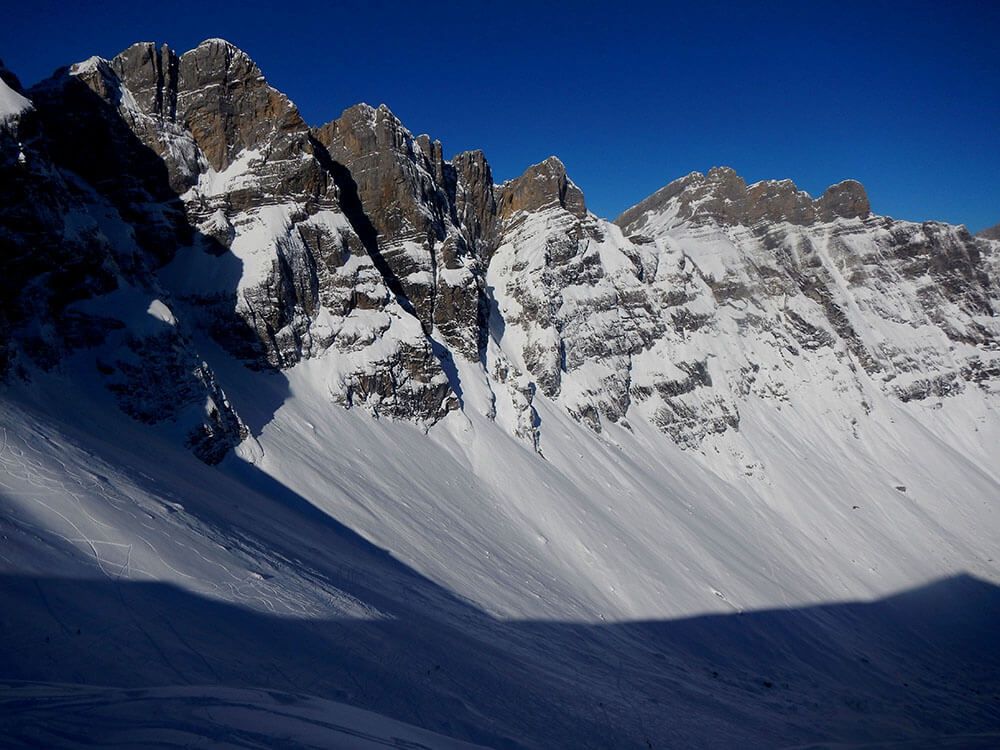 Le massif des Aravis depuis l'alpage de Doran, en Haute-Savoie.